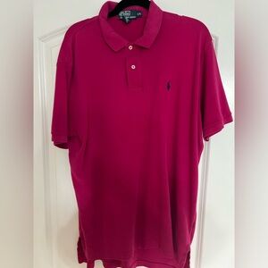 Polo Ralph Lauren Polo Men's Size Large Fuchsia Short Sleeve Blue Pony Preppy